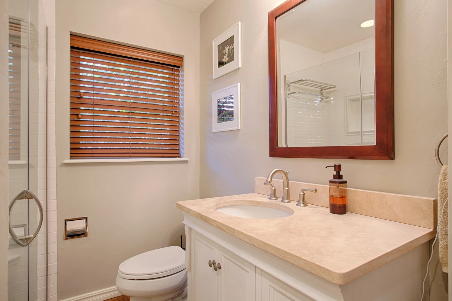 Bathroom with backlit sun onyx in Norman, Oklahoma