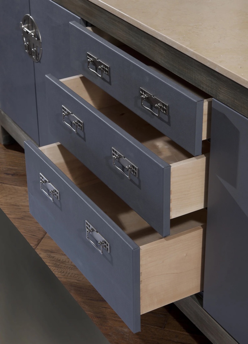 Patented leather cabinetry by a karen black company
